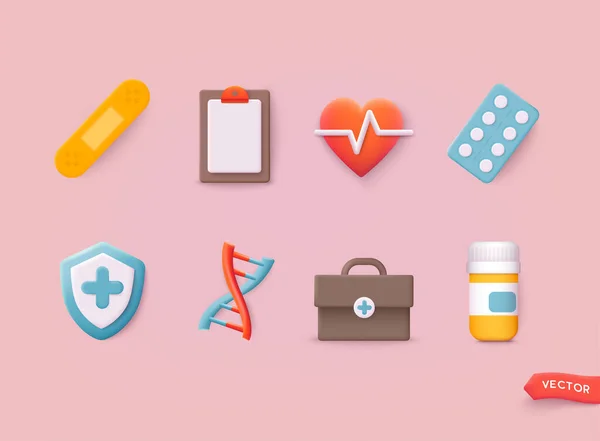 Definir Ícones Linha Vetorial Sinais Símbolos Medicina Design Novo Saúde —  Vetores de Stock