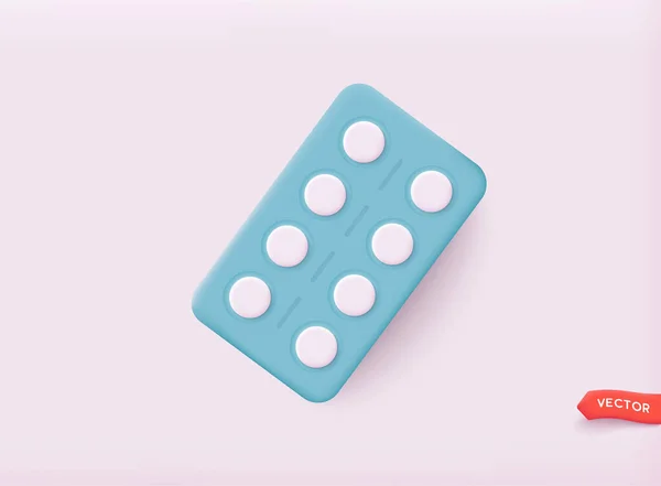 Лекарственные Таблетки Таблетки Значок Изолирован Белом Фоне Шаблон Здравоохранения Трехмерный — стоковый вектор