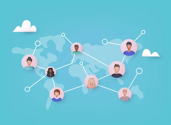 Nätverkskoncept Sociala Kontakter Med Människor Som Förbundna Genom Noder Och — Stock vektor
