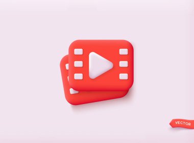 Video simgesi vektörünü oynat. Film ikonu. 3B Web Vektör Resimleri.