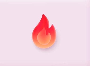 3D vektör ateş emojisini izole etti. 3B Vektör Resimleri.