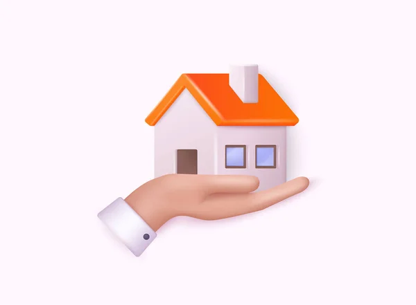 Hand Hand Nach Hause Minimal Home Symbol Und Logo Vorlage — Stockvektor
