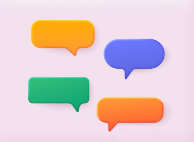 3D konuşma balonu seti. Sohbet kutusu, mesaj kutusu. 3B Web Vektör Resimleri.