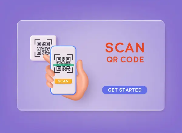 Scan Code Naar Mobiele Telefoon Elektronische Digitale Technologie Barcode Web Rechtenvrije Stockvectors