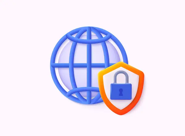 Icona Del Collegamento Ipertestuale Globe Sicurezza Informatica Blocco Scudo Sicurezza Vettoriali Stock Royalty Free