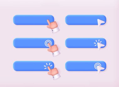 El işaretleyicili 3D düğme seti. Web tarayıcısı için navigasyon araması. 3B Web Vektör Resimleri.