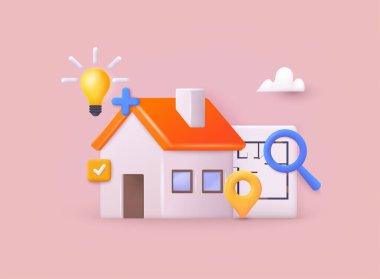 Evin iç kısımlarının olduğu kat planları. Ev planı. Kat planı için fikir. 3B Web Vektör Resimleri.