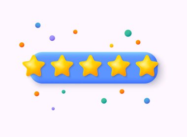 Beş yıldız performans için en iyi tahmin. En iyi not. 3d web aktörü illüstrasyonu.