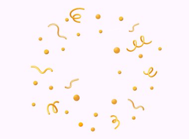 Şeffaf arkaplanda konfeti patlaması. Altın konfeti. Tatil, doğum günü. 3B Web Vektör Resimleri.