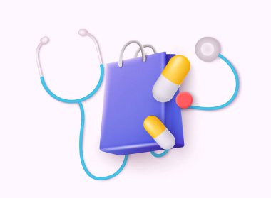 İlk yardım ve sağlık hizmetleri minimumda. Acil yardımın tıbbi sembolü. Acil yardımın tıbbi sembolü. 3B Web Vektör Resimleri. 