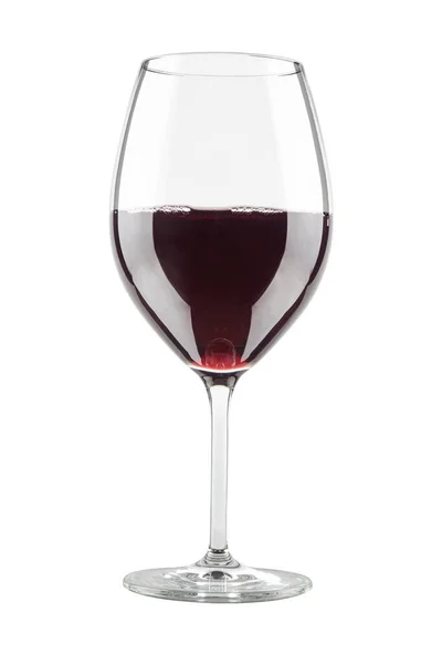Glass Red Wine Stemmed Goblet Isolated White Background Copy Space — Stock Photo, Image
