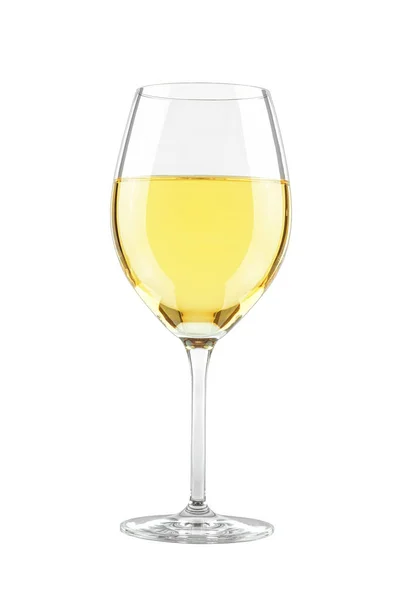 Glass White Wine Stemmed Goblet Isolated White Background Copy Space — стокове фото