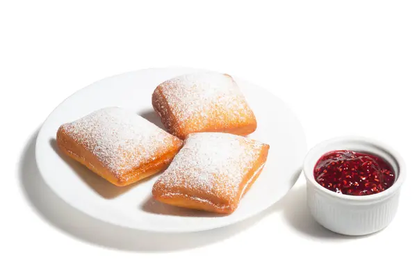 New Orleans Style Beignets Fried Dough Fritters Topped Powdered Sugar Stock Image