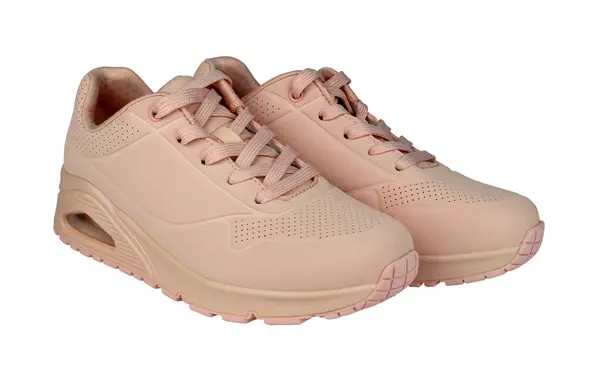 Sneakers Donna Isolate Dallo Sfondo Colore Rosa Vista Profilo — Foto Stock