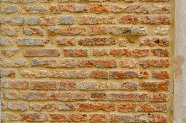 Geçmişin için antik bir Venedik binasının Grunge tuğlası duvarı. İtalyan mimarisi ve mirası.