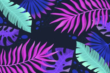 El çizimi tropikal yapraklar arka plan vektör tasarımı çizimi