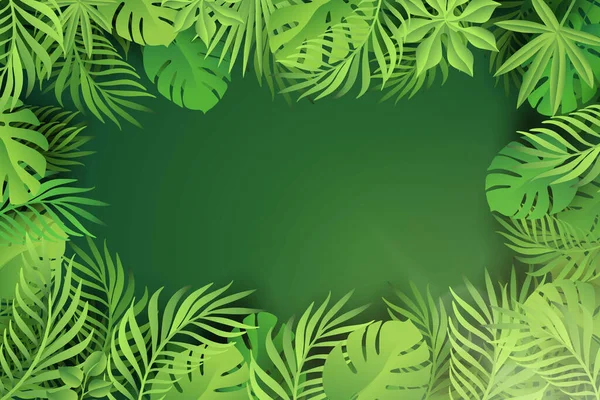 現実的な熱帯の葉の背景ベクトルデザインイラスト — ストックベクタ