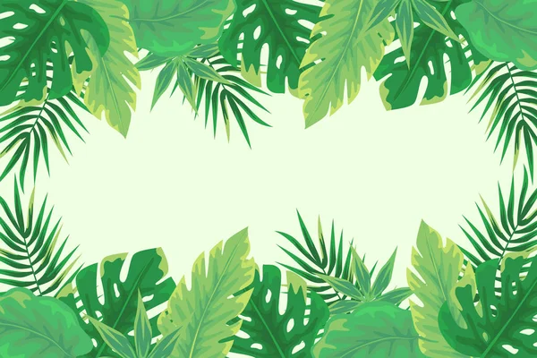 Plat Feuilles Tropicales Fond Vectoriel Dessin Illustration — Image vectorielle