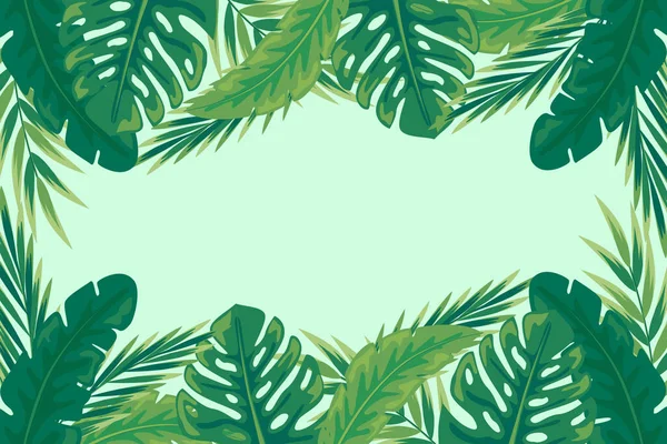Planas Folhas Tropicais Fundo Vetor Desenho Ilustração — Vetor de Stock