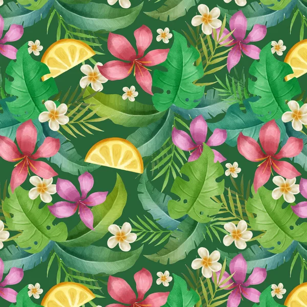 Hand Painted Summer Tropical Pattern Vector Design Illustration — Stock Vector