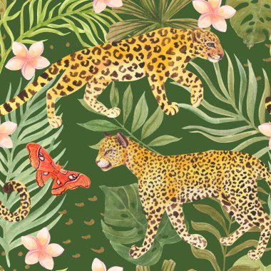 El boyası suluboya yaz tropikal desenli vektör tasarımı çizimi