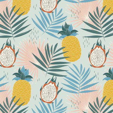 El çizimi yaz tropikal model vektör tasarımı çizimi