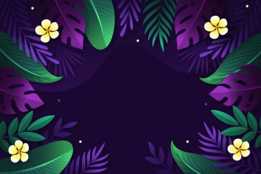 gradyan tropikal yapraklar arkaplan vektör tasarımı çizimi