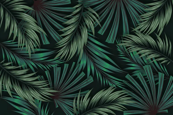 Realistische Tropische Blätter Hintergrund Vektor Design Illustration — Stockvektor