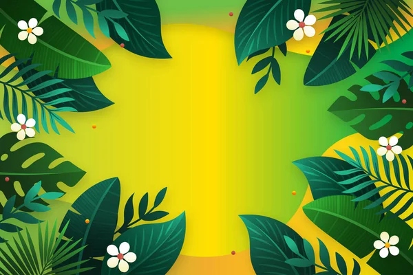 Gradient Tropischen Blättern Hintergrund Vektor Design Illustration — Stockvektor