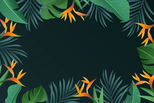 Flat Tropical Leaves Background Vector Design Illustration — Stock Vector
