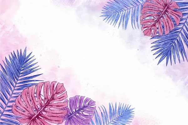 手描きの熱帯の葉の背景ベクトルデザインイラスト — ストックベクタ