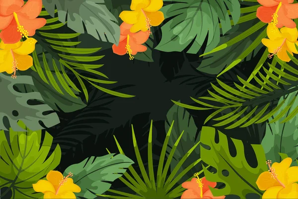Mão Desenhado Folhas Tropicais Fundo Vetor Desenho Ilustração — Vetor de Stock