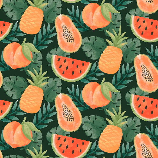 hand painted watercolor summer tropical pattern vector design illustration