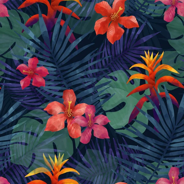 Handbemaltes Aquarell Sommer Tropische Muster Vektor Design Illustration — Stockvektor