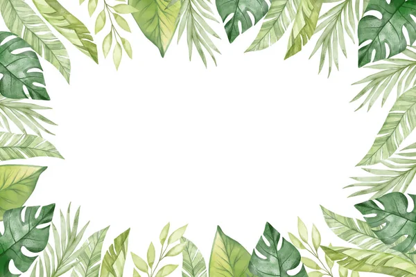 Handmålade Akvarell Tropiska Löv Bakgrund Vektor Design Illustration — Stock vektor