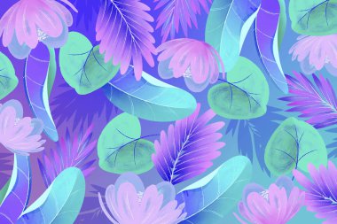 bitki tasarımı illüstrasyonlu suluboya tropikal yaz arkaplanı