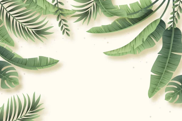 Realistische Tropische Bladeren Achtergrond Vector Ontwerp Illustratie — Stockvector