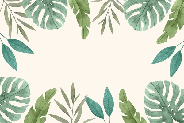 Aquarell Tropische Blätter Hintergrund Vektor Design Illustration — Stockvektor