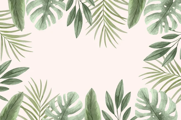 Akvarell Tropiska Löv Bakgrund Vektor Design Illustration — Stock vektor