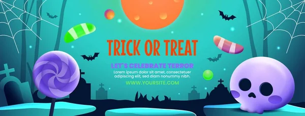 Gradient Social Media Cover Template Halloween Season Design Vector Illustration — Stock Vector