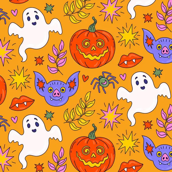 Hand Getekend Patroon Halloween Seizoen Ontwerp Vector Illustratie — Stockvector