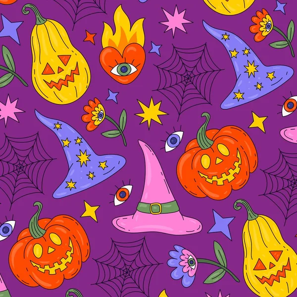 Ručně Kreslený Vzor Halloween Sezóna Design Vektorové Ilustrace — Stockový vektor