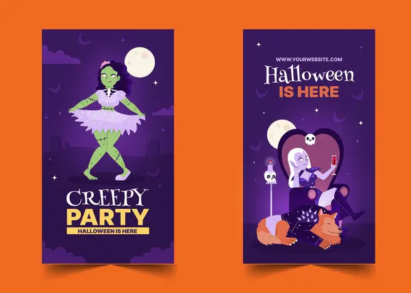 Gradiente Banners Colección Halloween Temporada Diseño Vector Ilustración — Archivo Imágenes Vectoriales
