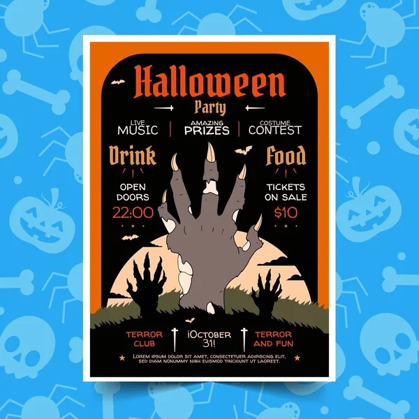 Handritad Vertikal Affisch Mall Halloween Säsong Design Vektor Illustration — Stock vektor