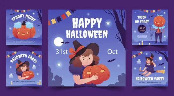 Gradient Banners Collection Halloween Season Design Vector Illustration — Stock Vector