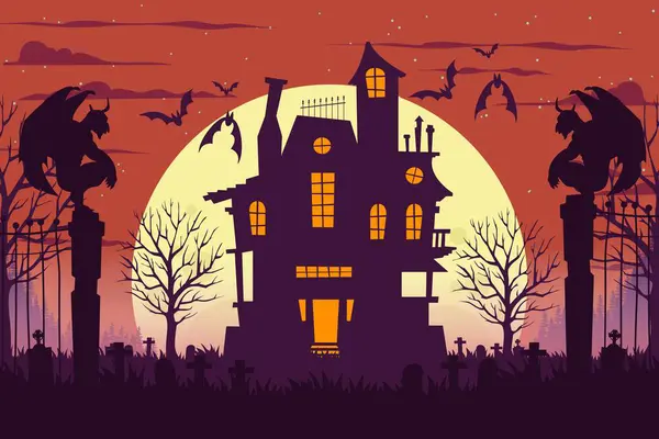 Flachen Hintergrund Halloween Saison Design Vektor Illustration — Stockvektor
