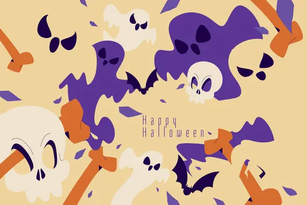 Flat Background Halloween Season Design Vector Illustration — Stock Vector