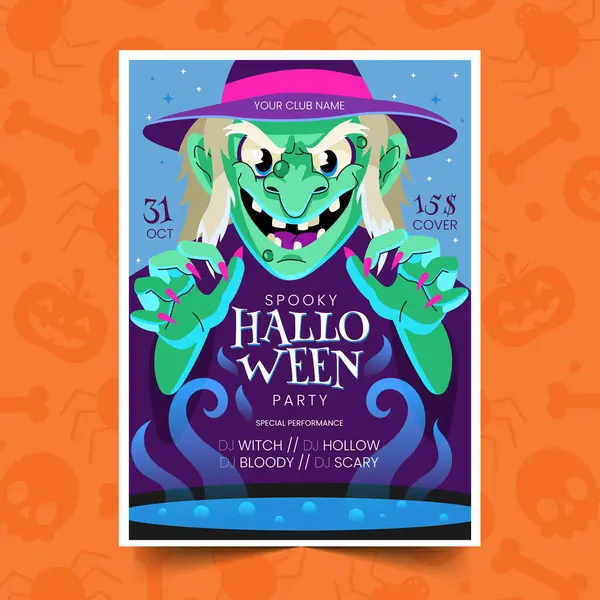 Platte Verticale Poster Sjabloon Halloween Seizoen Ontwerp Vector Illustratie — Stockvector