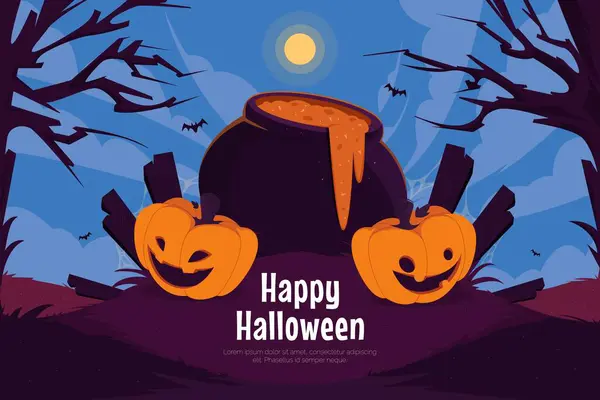 Flat Background Halloween Season Design Vector Illustration — Stock Vector