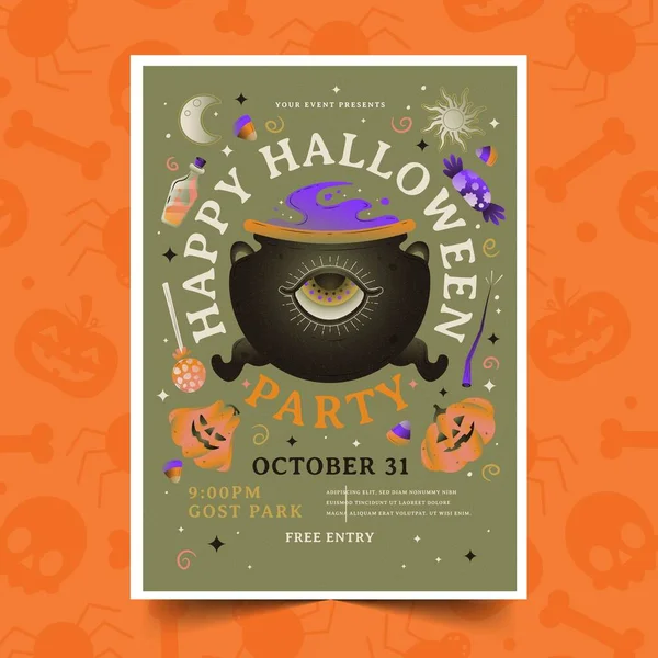 Gradient Einladung Vorlage Halloween Saison Design Vektor Illustration — Stockvektor